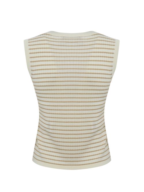 Top a righe Valeria in lana e seta Bianco/Beige MAX MARA STUDIO | 2516361141600003